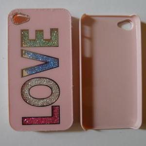 Iphone 4 4s Pink Bling Luxury Rainbow Colorful..