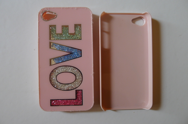Iphone 4 4s Pink Bling Luxury Rainbow Colorful Element Crystals Word Love Phone Back Case Cover