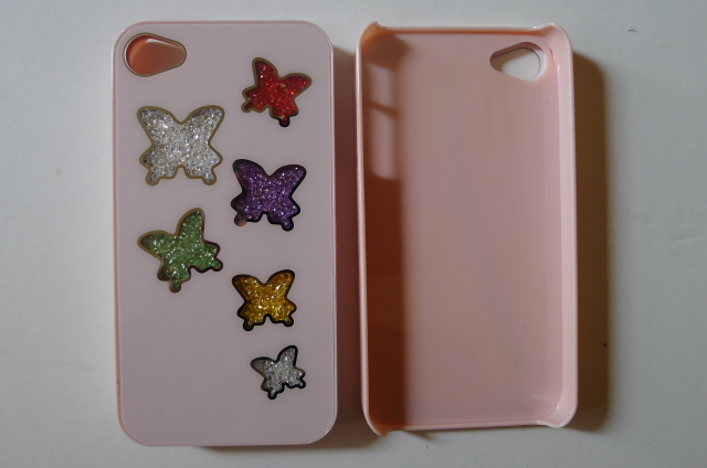 Iphone 4 4s Pink Bling Luxury Rainbow Colorful Element Crystals Butterfly Phone Back Case Cover