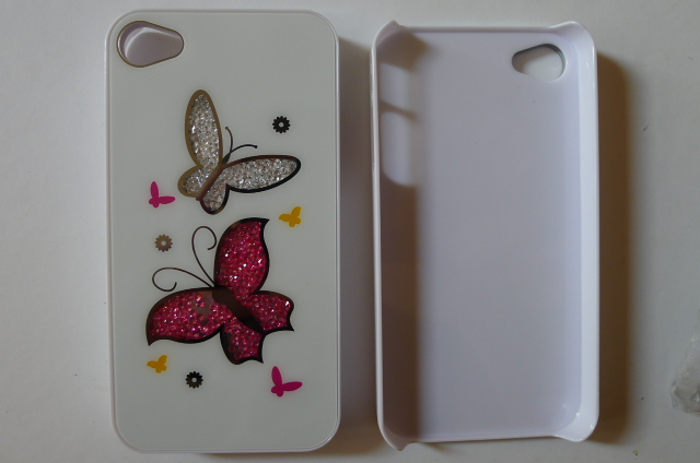 Iphone 4 4s White Bling Luxury Rainbow Colorful Element Crystals Butterfly Phone Back Case Cover