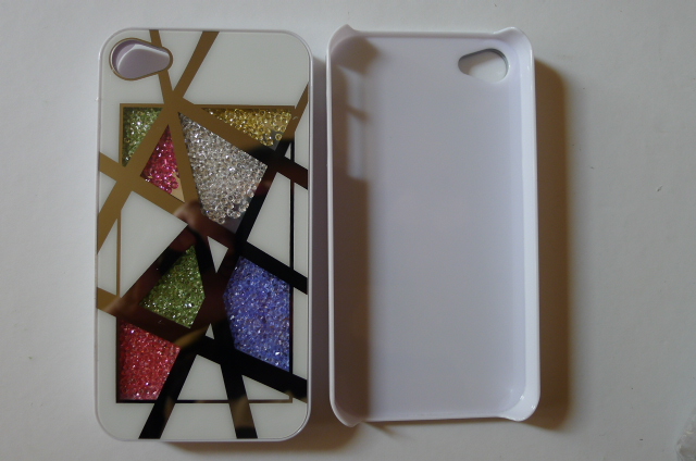 Iphone 4 4s White Bling Luxury Rainbow Colorful Element Crystals Silver Crop Phone Back Case Cover