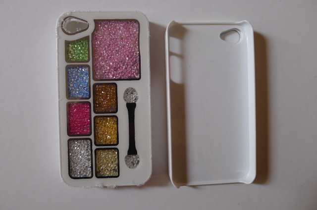 Iphone 4 4s White Bling Luxury Rainbow Colorful Element Crystals Makeup Phone Back Case Cover