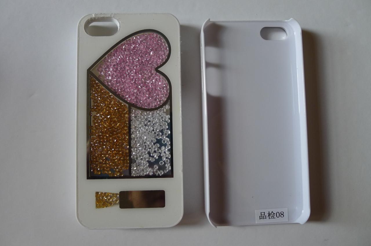 Iphone 4 4s White Bling Luxury Rainbow Colorful Crystals Makeup Heart Phone Back Case Cover